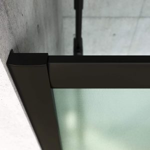 Mampara de ducha cuadrada TEMPO apertura angular 2 fijos-2 puertas correderas. Con tratamiento anti-cal.Acabado NEGRO MATE