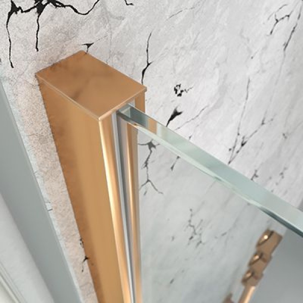 Fijo de   ducha mampara zen perfil cobre - vidrio 8 mm con tratamiento anti-cal   incluido- brazo sujección acero inox. Extensible
