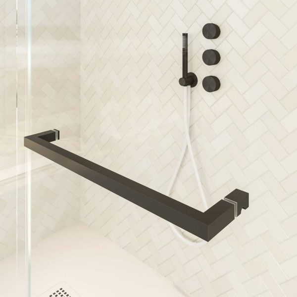 Mampara   de ducha rectangular verona apertura frontal 1 fijo-1 puerta corredera con   ruedas inferiores + 1 fijo acabado negro mate