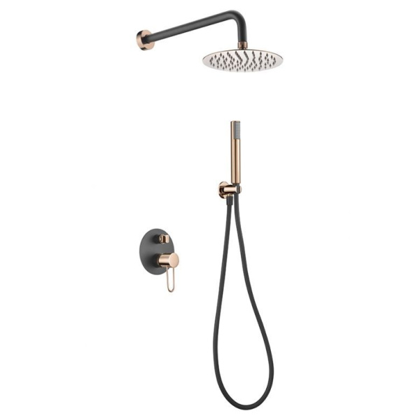 Conjunto de ducha empotrada oro rosa serie milos