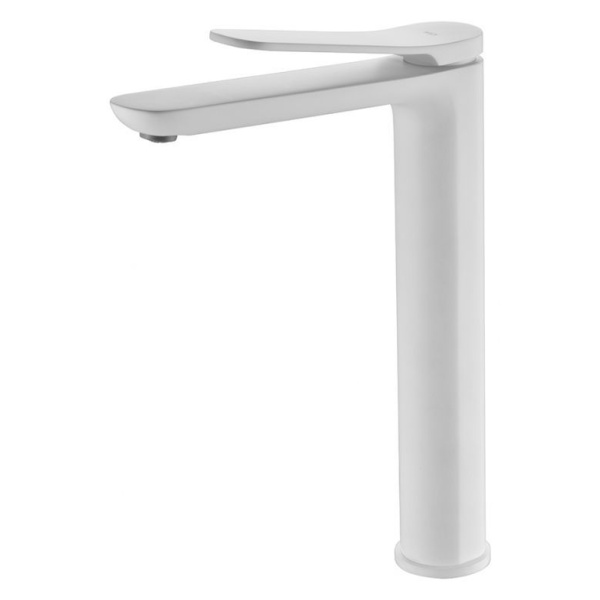 Grifo de lavabo alto pica monomando blanco mate serie dinamarca