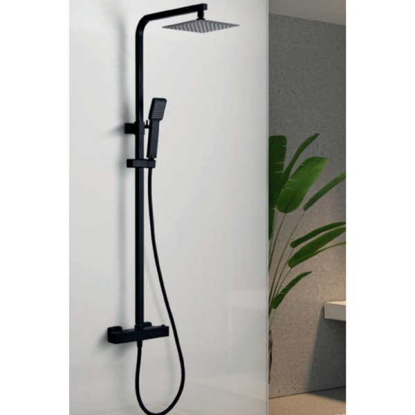 ► conjunto ducha termostática vigo negro mate [ varobath ]