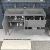 Varobath mueble de bano con patas smile 2 cajones 2 puertas gris polvo6