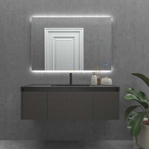 Espejo a medida ASSEN con luz led frontal superior . Altavoces. Anti vaho. Espejo aumento. Reloj