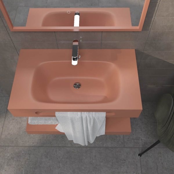 Varobath lavabo lido con toallero rosa pardo3