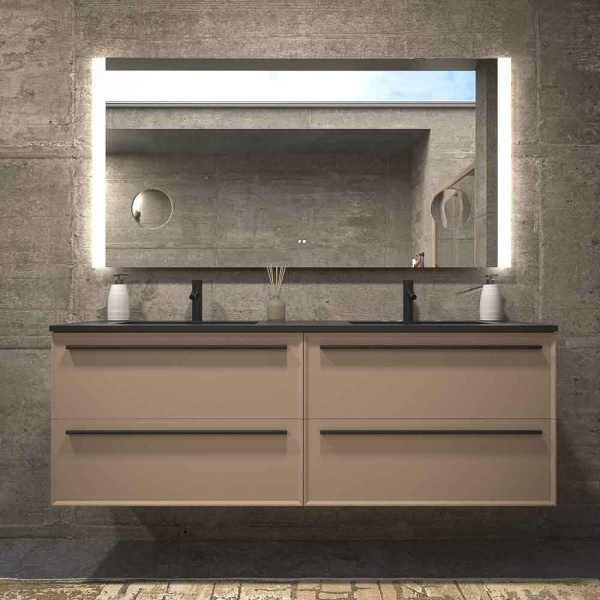 Mueble de baño suspendido 4 cajones BREMA con lavabo Solid Surface MOKA