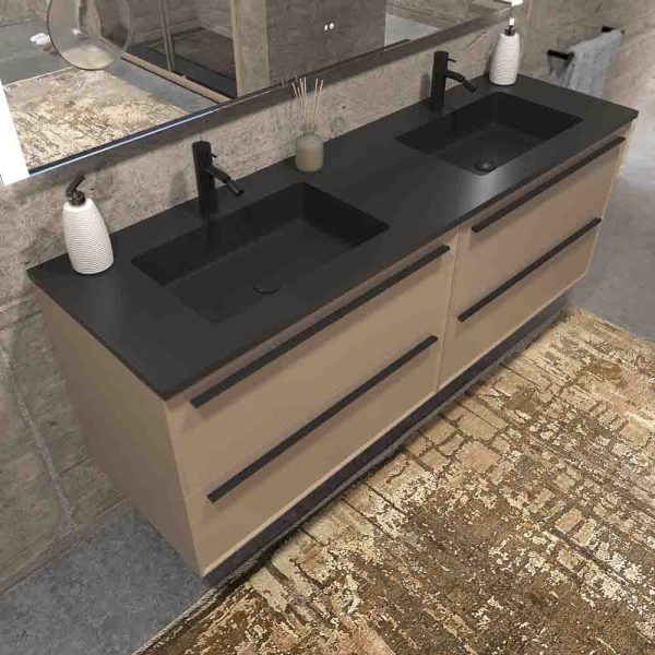 Mueble de baño suspendido 4 cajones BREMA con lavabo Solid Surface MOKA - Imagen 3