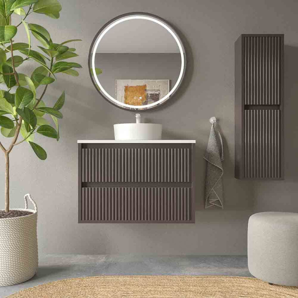 Varobath mueble bano suspendido 2 puertas milia marron