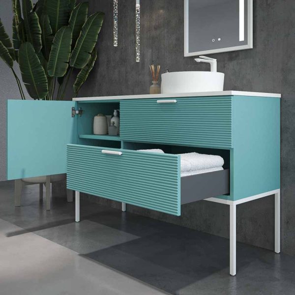 Varobath mueble de bano hole 2 cajones 1 puerta paste turquesa4