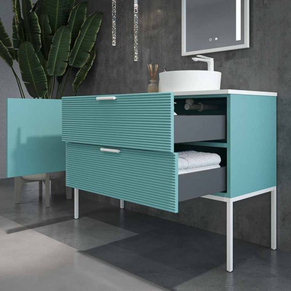 Varobath mueble de bano hole 2 cajones 1 puerta paste turquesa5