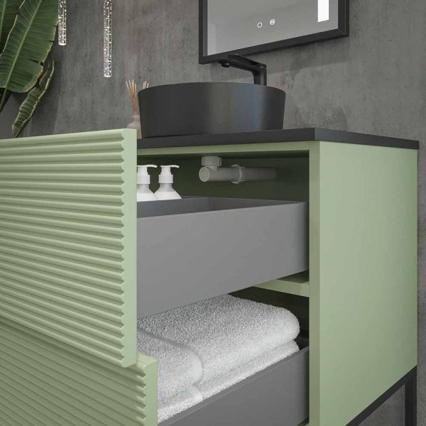 Varobath mueble de bano hole 2 cajones 1puerta verde reseda6