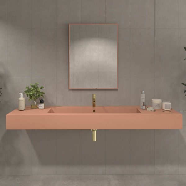 Lavabo solid surface a medida fiona rojo beige