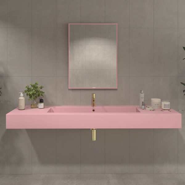 Lavabo solid surface a medida fiona rosa claro