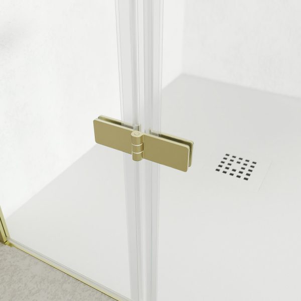 Mampara de ducha sintesis rectangular 1 fijo 1 puerta plegable oro mate5