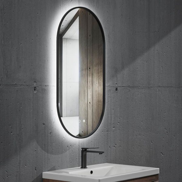 Espejo de baño FREYA canto pintado negro  con luz LED ambiental - Imagen 3