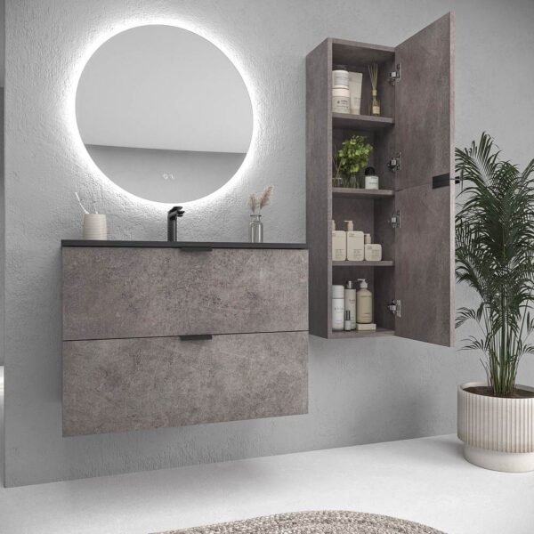 Mueble de baño suspendido 2 cajones ADAM  con lavabo porcelana HORMIGON - Imagen 4