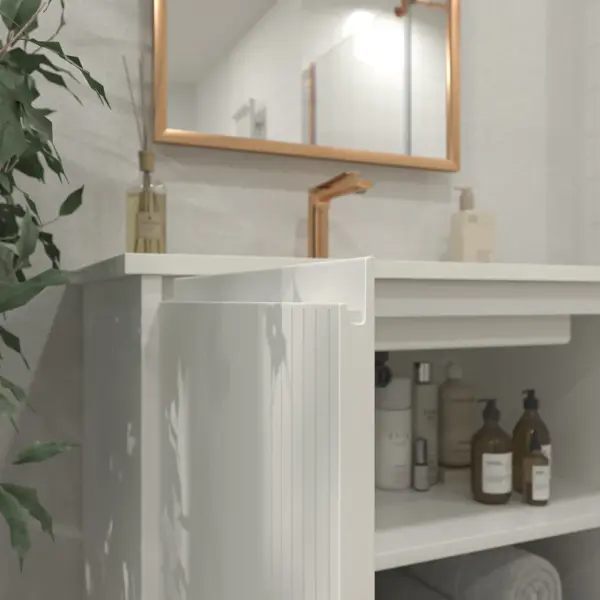 Mueble de baño BLANCA  con patas 2 puertas acabado blanco - Imagen 2