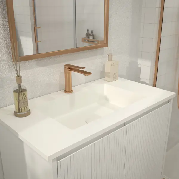Mueble de baño BLANCA  con patas 2 puertas acabado blanco - Imagen 5
