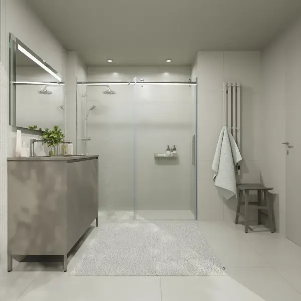 Mueble de baño BLANCA  con patas 4 puertas gris cuarzo - Imagen 6