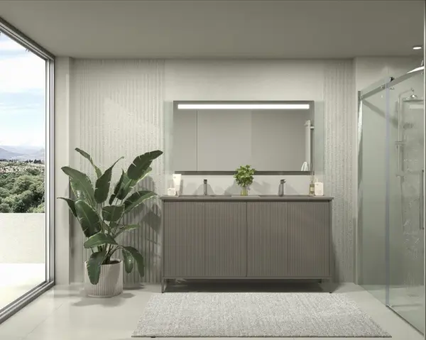 Mueble de baño BLANCA  con patas 4 puertas gris cuarzo