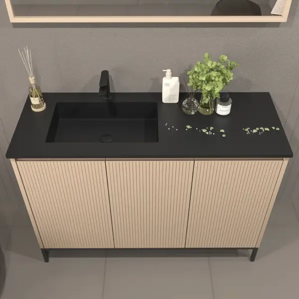 Mueble de baño BLANCA  con patas 3 puertas acabado  moka - Imagen 6
