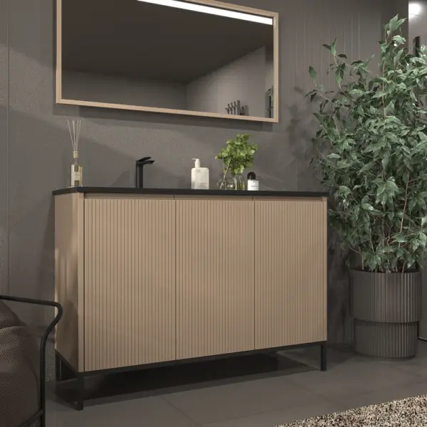 Mueble de baño BLANCA  con patas 3 puertas acabado  moka