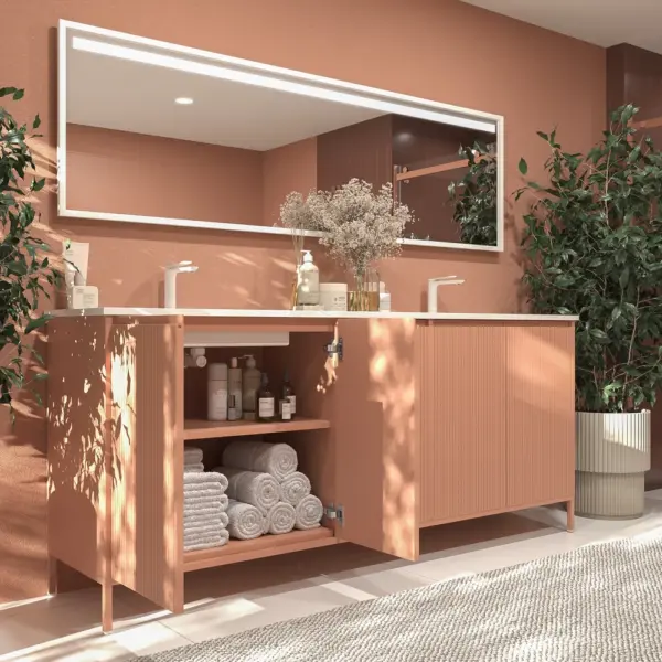 Mueble de baño BLANCA  con patas 5 puertas rojo beige - Imagen 6