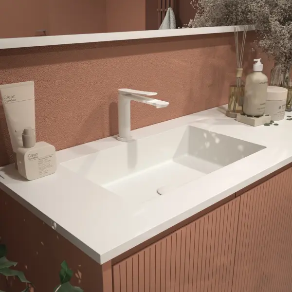 Mueble de baño BLANCA  con patas 5 puertas rojo beige - Imagen 5