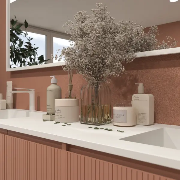Mueble de baño BLANCA  con patas 5 puertas rojo beige - Imagen 4