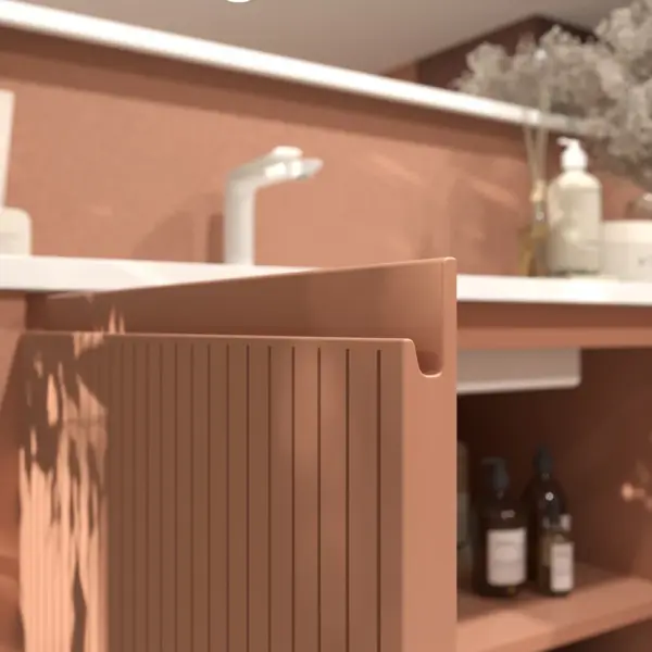 Mueble de baño BLANCA  con patas 5 puertas rojo beige - Imagen 3
