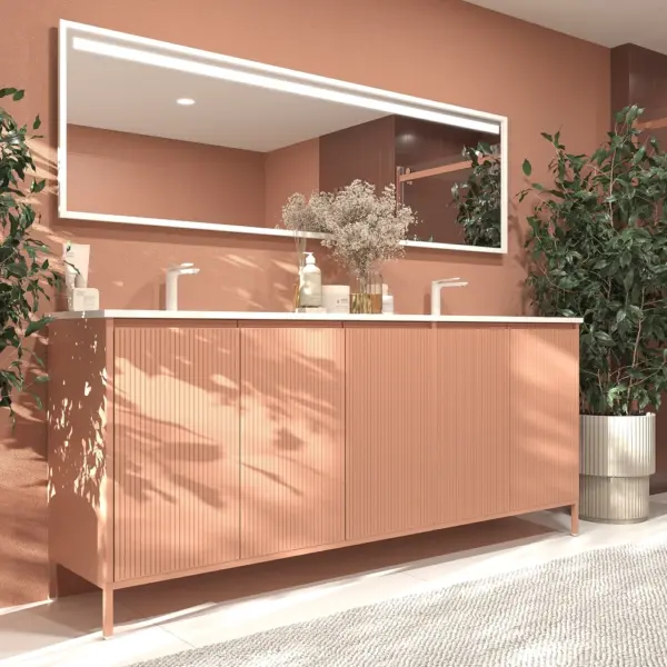Mueble de baño BLANCA  con patas 5 puertas rojo beige