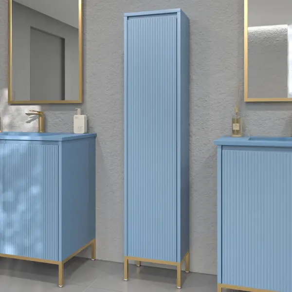 Mueble de baño BLANCA  con patas 2 puertas acabado azul pastel - Imagen 6