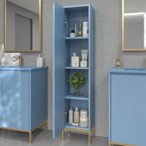 Mueble de baño BLANCA  con patas 2 puertas acabado azul pastel - Imagen 4