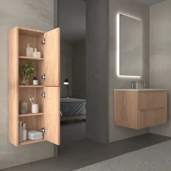 Mueble de baño suspendido 2 cajones TOSCANA  con lavabo porcelana acabado CEMBRANO - Imagen 2