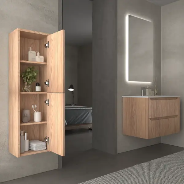Mueble de baño suspendido 2 cajones TOSCANA  con lavabo porcelana acabado  millerigue  CEMBRANO - Imagen 3