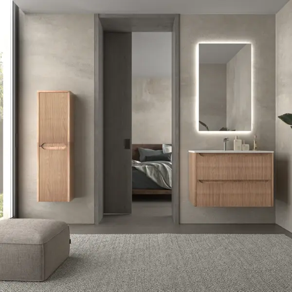 Mueble de baño suspendido 2 cajones TOSCANA  con lavabo porcelana acabado  millerigue  CEMBRANO