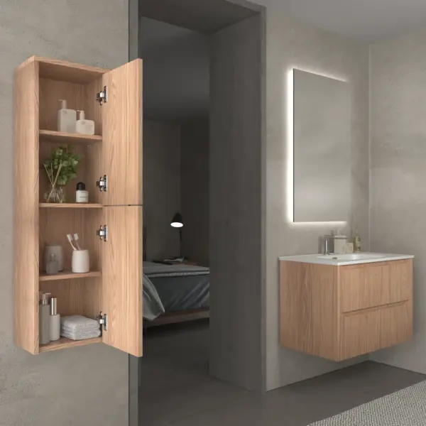 Mueble de baño suspendido 2 cajones TOSCANA  con lavabo porcelana acabado  squadratto CEMBRANO - Imagen 3