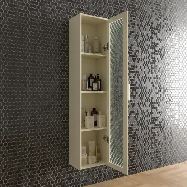 Columna de baño BETA suspendida 1 puerta 175 cm x  35 cm x 22 cm  puerta cristal - Imagen 7