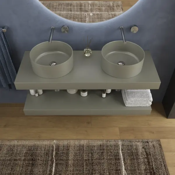 Encimera con faldón suspendida  120 cm  Solid Surface BOLETE  Gris Musgo - Imagen 3