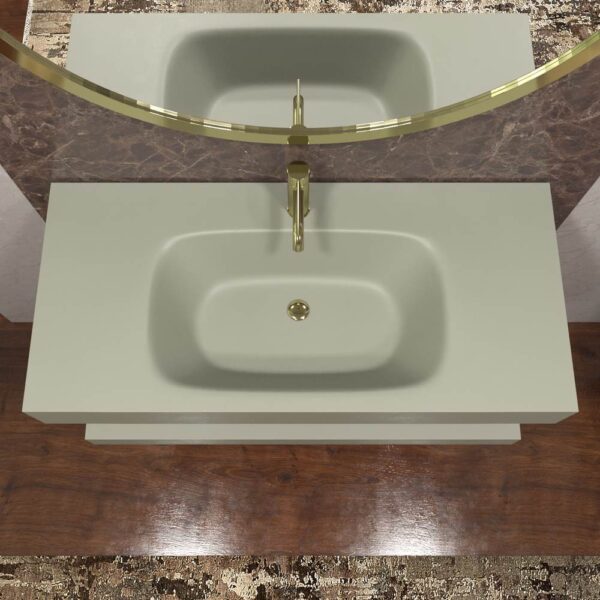 Lavabo suspendido LIDO un seno centrado  SOLID SURFACE Gris musgo - Imagen 4