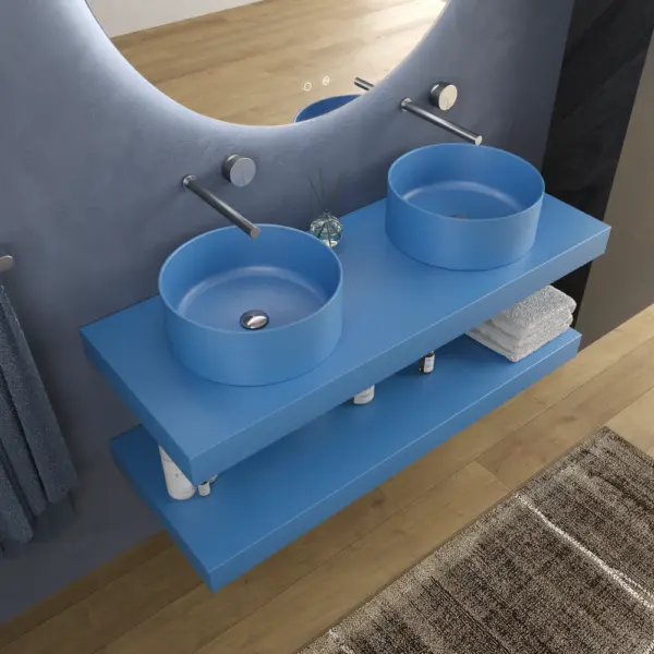 Encimera con faldón suspendida  120 cm  Solid Surface BOLETE  Azul luminoso - Imagen 2