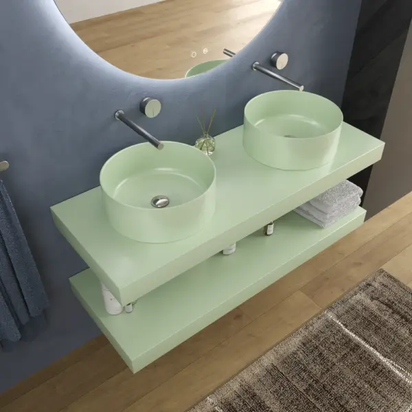 Encimera con faldón suspendida  120 cm  Solid Surface BOLETE  Verde amarillo - Imagen 4