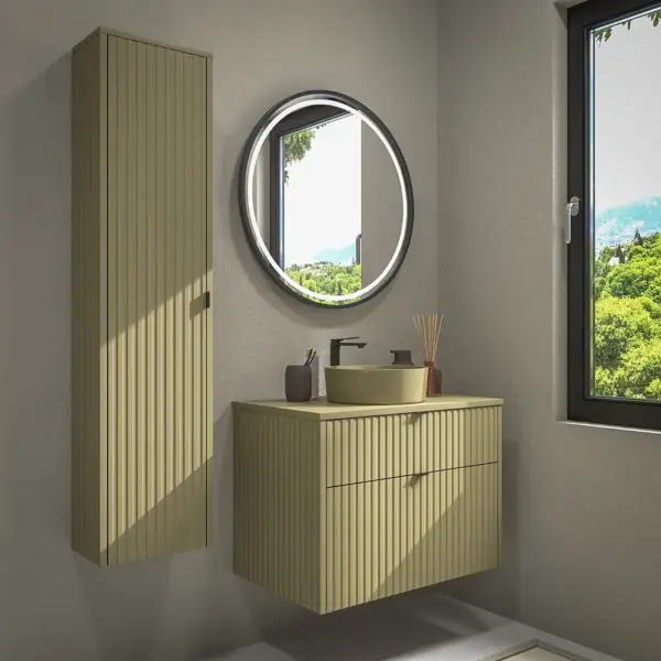 Mueble de baño TREX suspendido 2 cajones VERDE CAÑA - Imagen 2