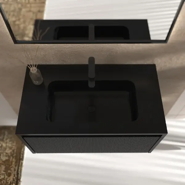 Mueble de baño BINARIO suspendido 1 cajón acabado NEGRO - Imagen 4