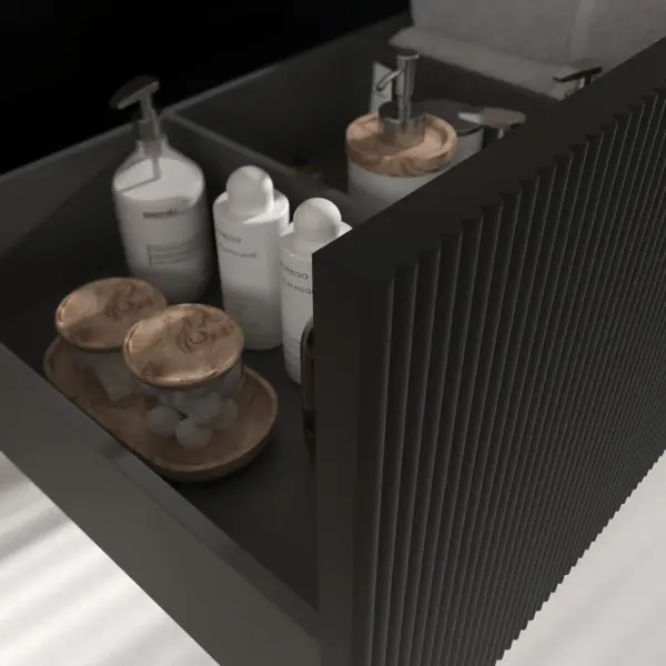 Mueble de baño BINARIO suspendido 1 cajón acabado NEGRO - Imagen 2