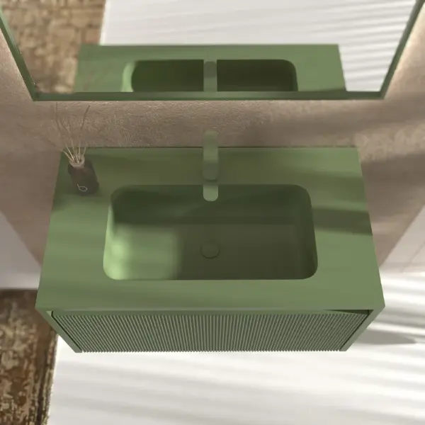 Mueble de baño BINARIO suspendido 1 cajón acabado  VERDE RESEDA - Imagen 4