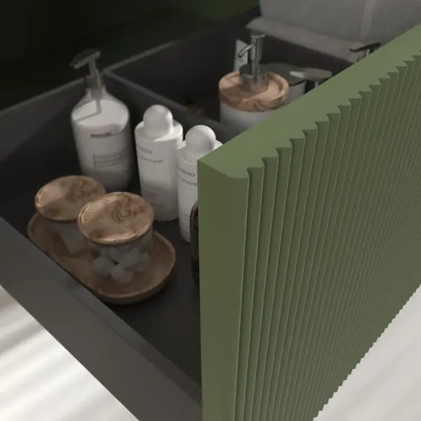 Mueble de baño BINARIO suspendido 1 cajón acabado  VERDE RESEDA - Imagen 5