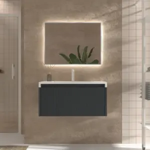 Mueble de baño BINARIO suspendido 1 cajón acabado  ANTRACITA