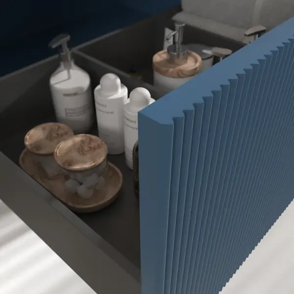 Mueble de baño BINARIO suspendido 1 cajón acabado  AZUL LEJANIA - Imagen 3