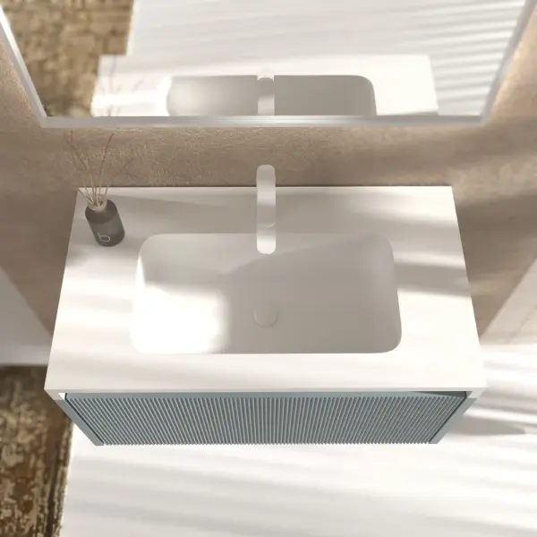 Mueble de baño BINARIO suspendido 1 cajón acabado  GRIS PLATA - Imagen 5